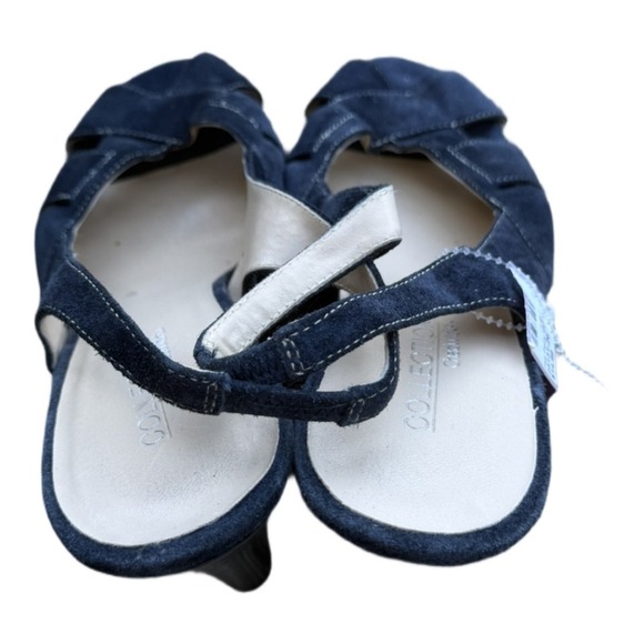 Collection by Chadwick's Navy Open Toe Wedge Heels Sling back Size 9 Womens - Picture 3 of 7